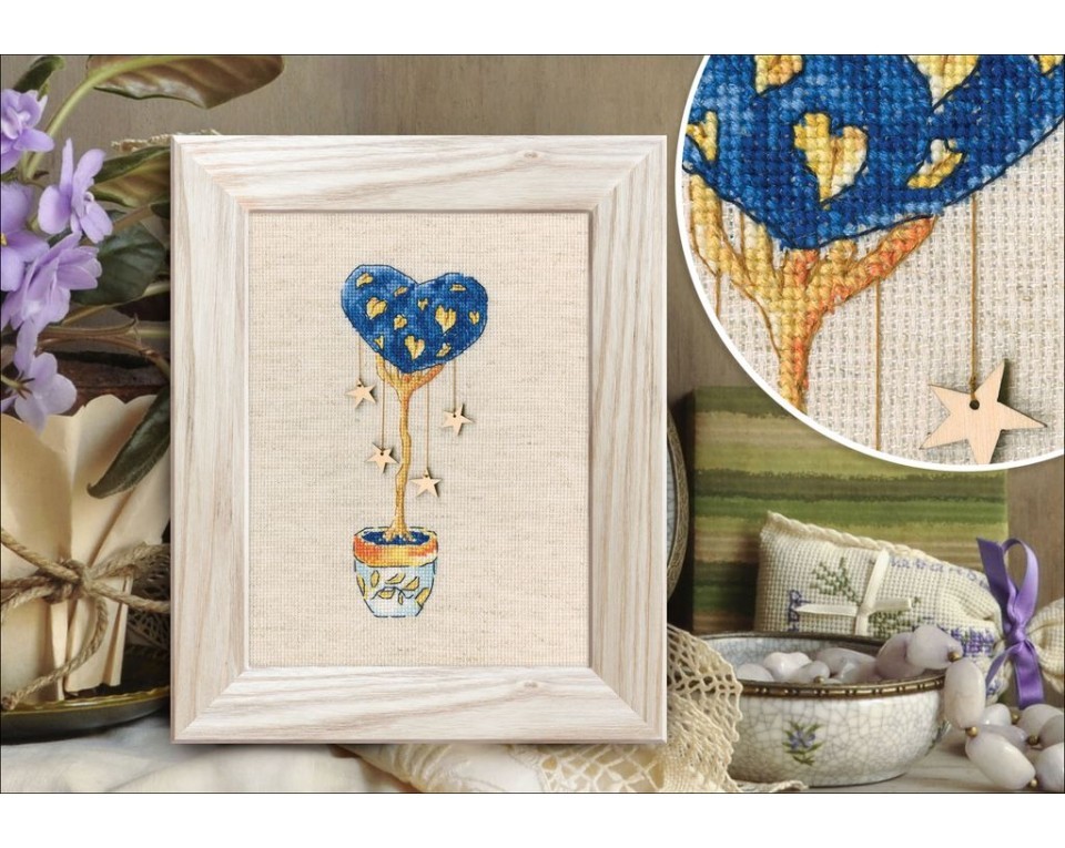 Cross-stitch kits with plywood form "Topiary - tree of happiness", Article: CBE9011