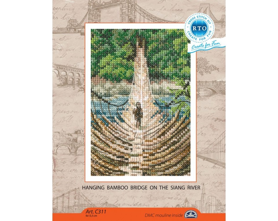 Cross-stitch kit "Hanging bamboo bridge on the Siang river", Article: C311