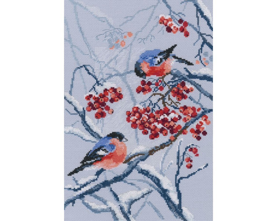 Cross-Stitch Kit "Bullfinches in Rowanberries", Article: M578