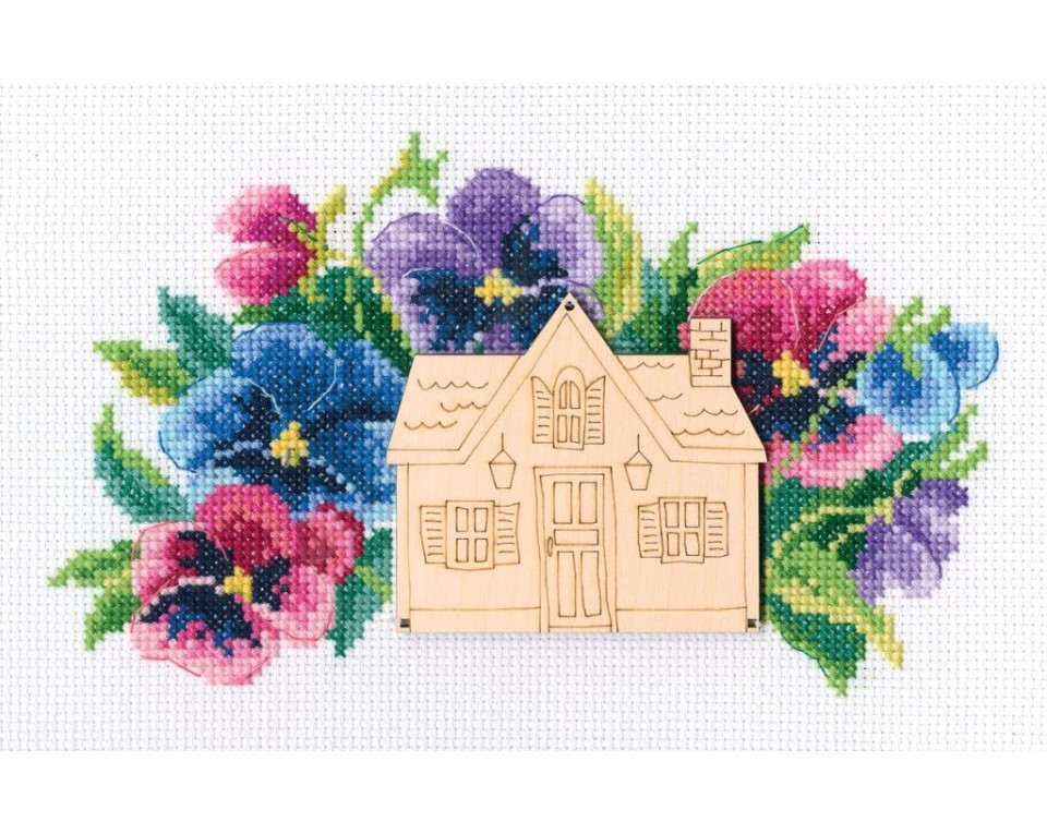 Cross-stitch kits with plywood form "Street of flowers", Article: MBE9002