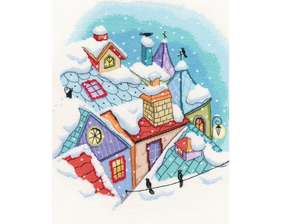 Cross-stitch kits "Winter on the roofs", Article: M655