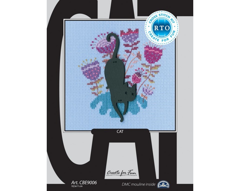 Cross-stitch kit with plywood form "Cat", Article: CBE9006