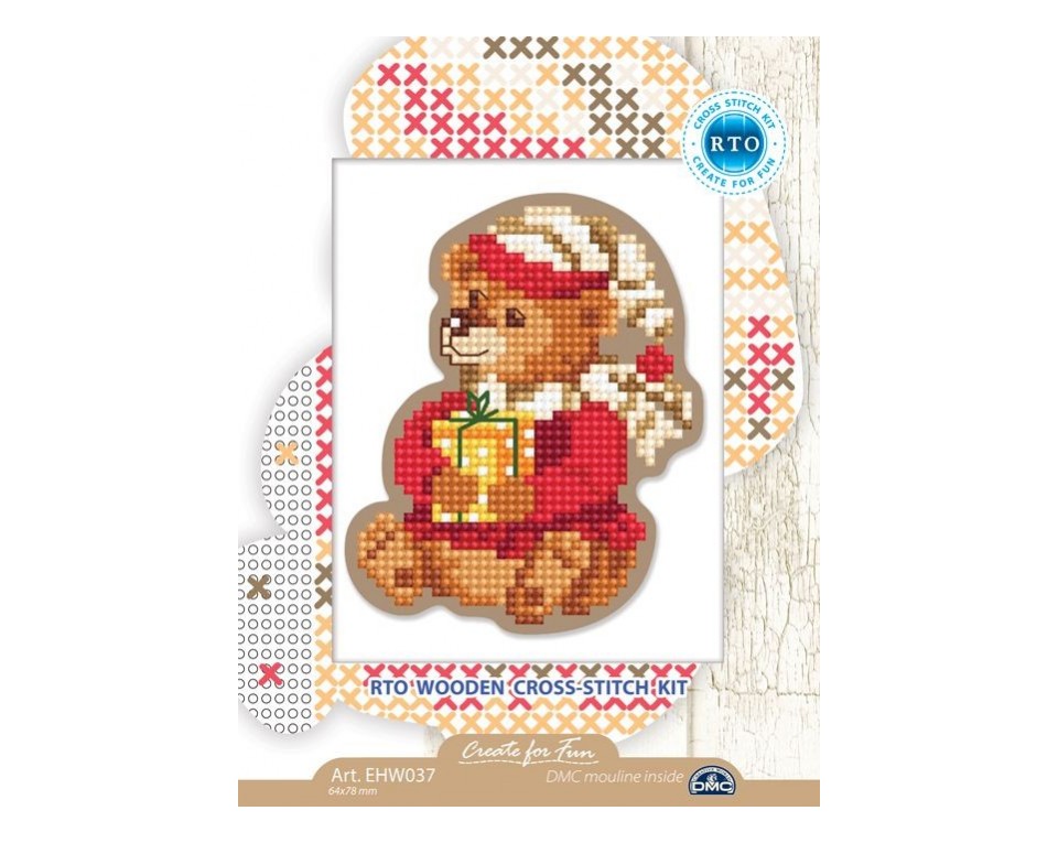 Cross-stitch kit with perforated wooden form, Article: EHW037