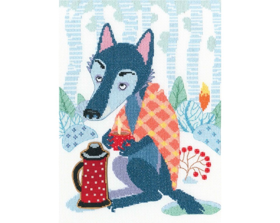 Cross-stitch kits with plywood form "Wolves and spruces", Article: MBE9019