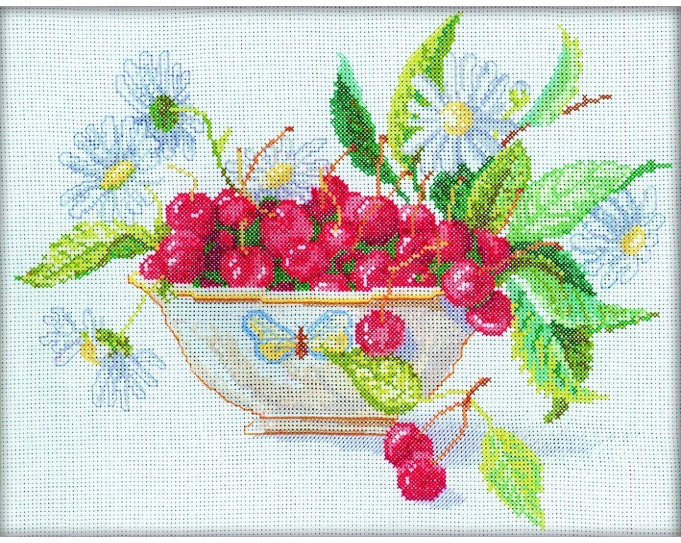 Cross-Stitch Kit "Cherries in a bowl", Article: M003