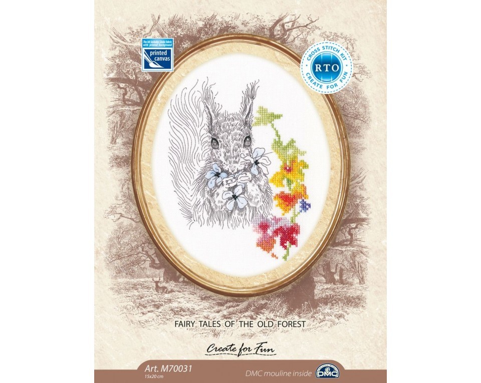 Cross-stitch kits with printed background "Fairy tales of the old forest", Article: M70031