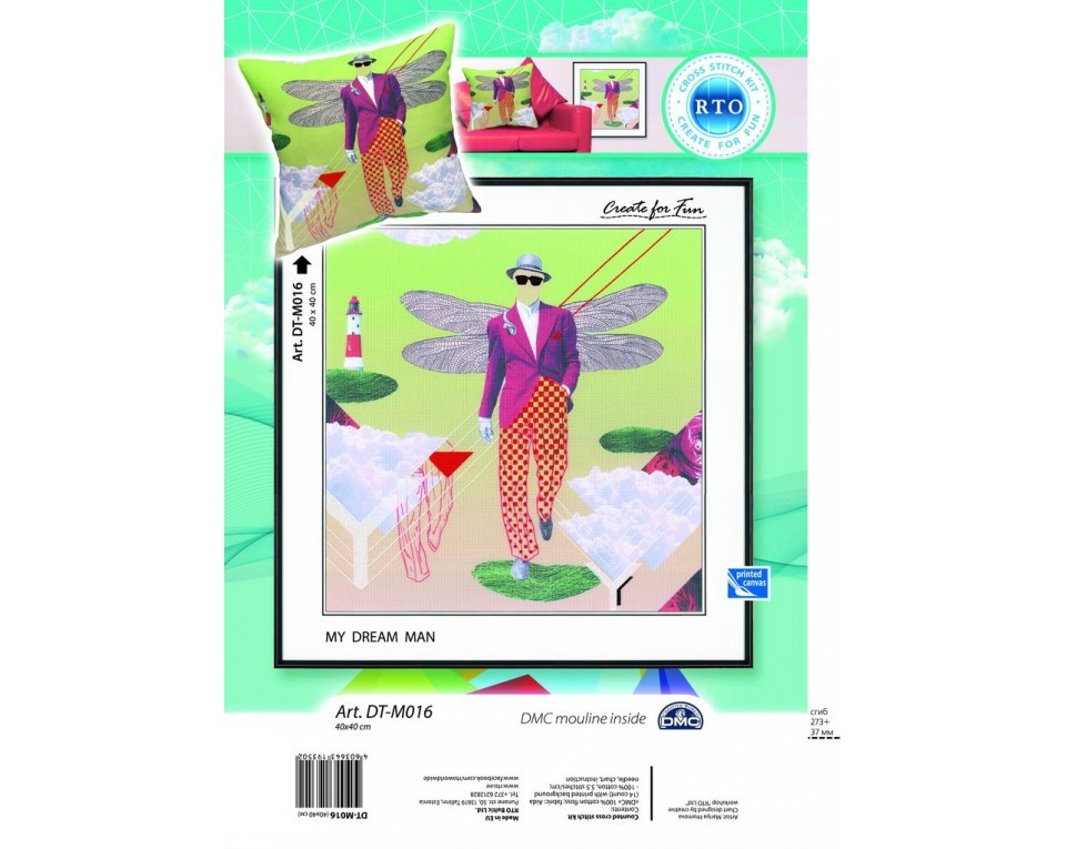 Cross-stitch kits with printed background "My dream man", Article: DT-M016