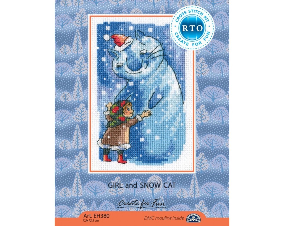 Cross-stitch kit "Girl and snow cat", Article: EH380