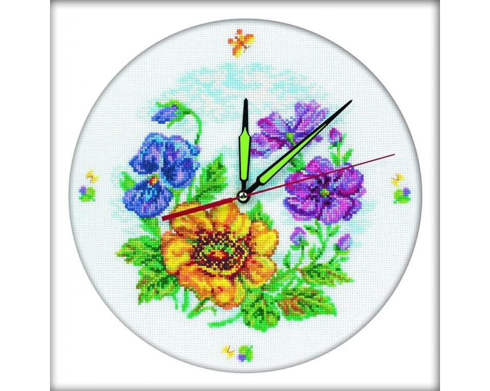 Cross-Stitch Kit – clock "Flower Clock", Article: M40006