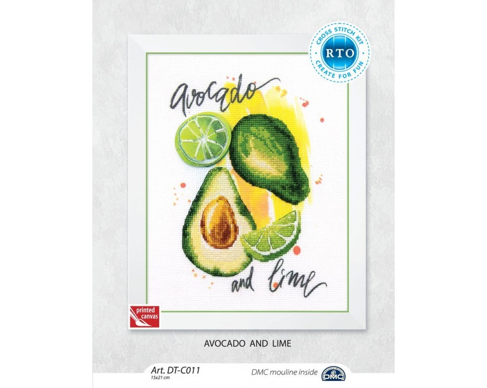 Cross-stitch kits with printed background "Paint by Threads - Avocado and lime", Article: DT-C011