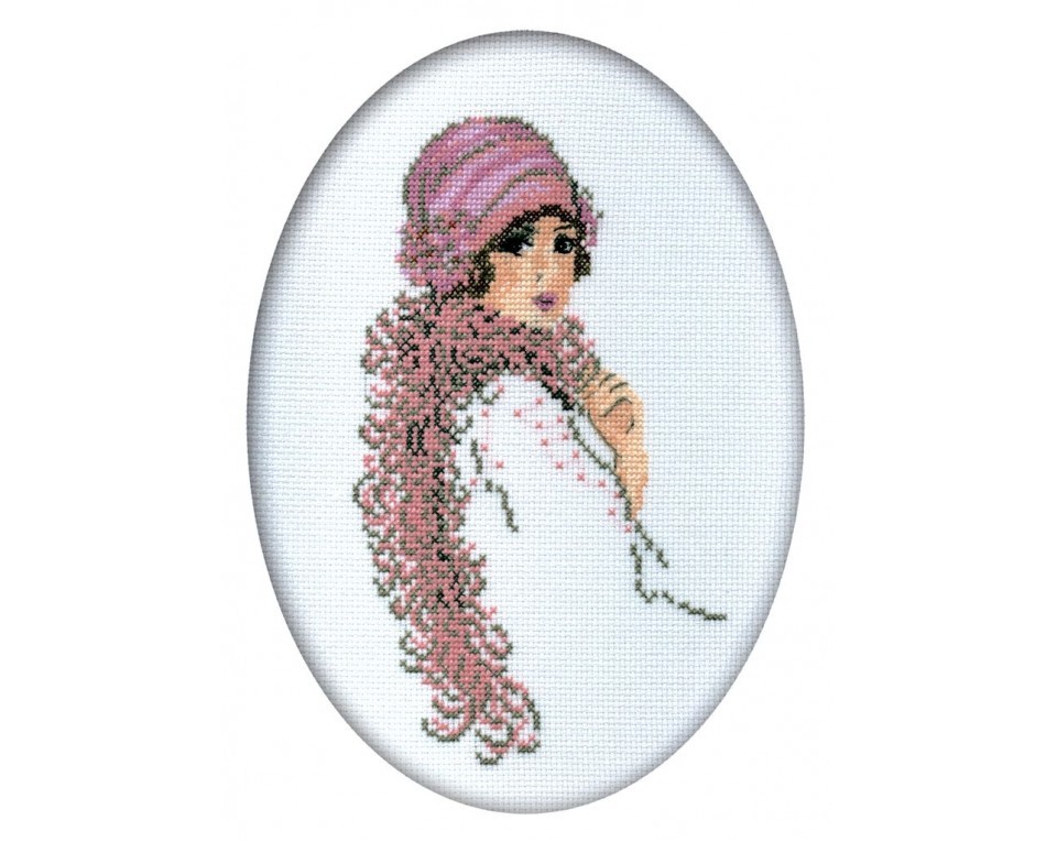 Cross-Stitch Kit "Lady in Boa", Article: R293
