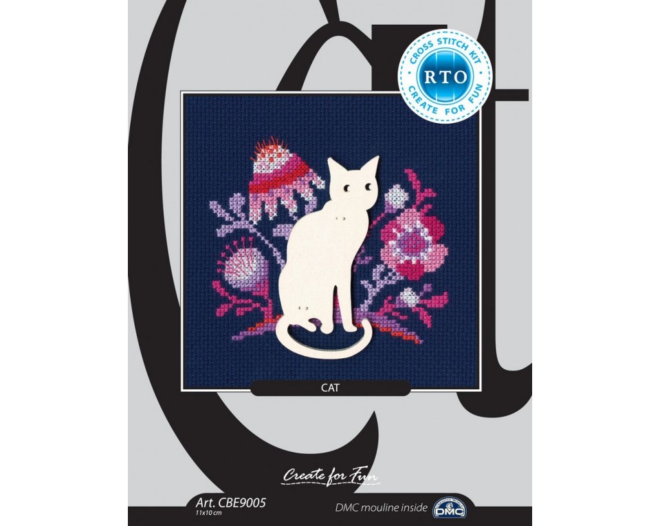 Cross-stitch kit with plywood form "Cat", Article: CBE9005