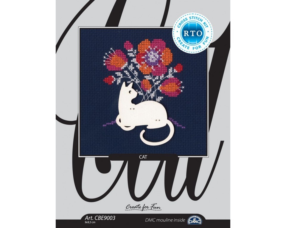 Cross-stitch kit with plywood form "Cat", Article: CBE9003