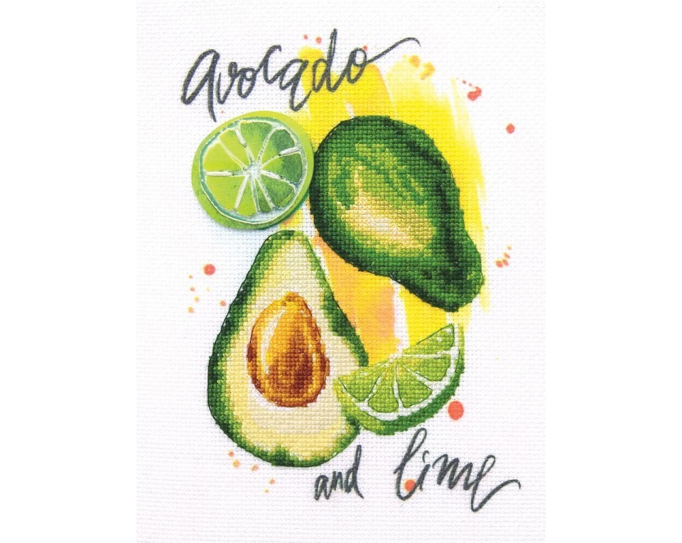 Cross-stitch kits with printed background "Paint by Threads - Avocado and lime", Article: DT-C011