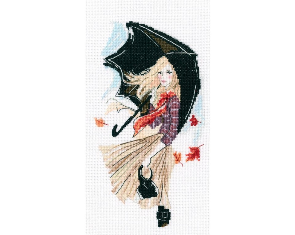 Cross-stitch kits "Girl, rain and umbrella", Article: M636