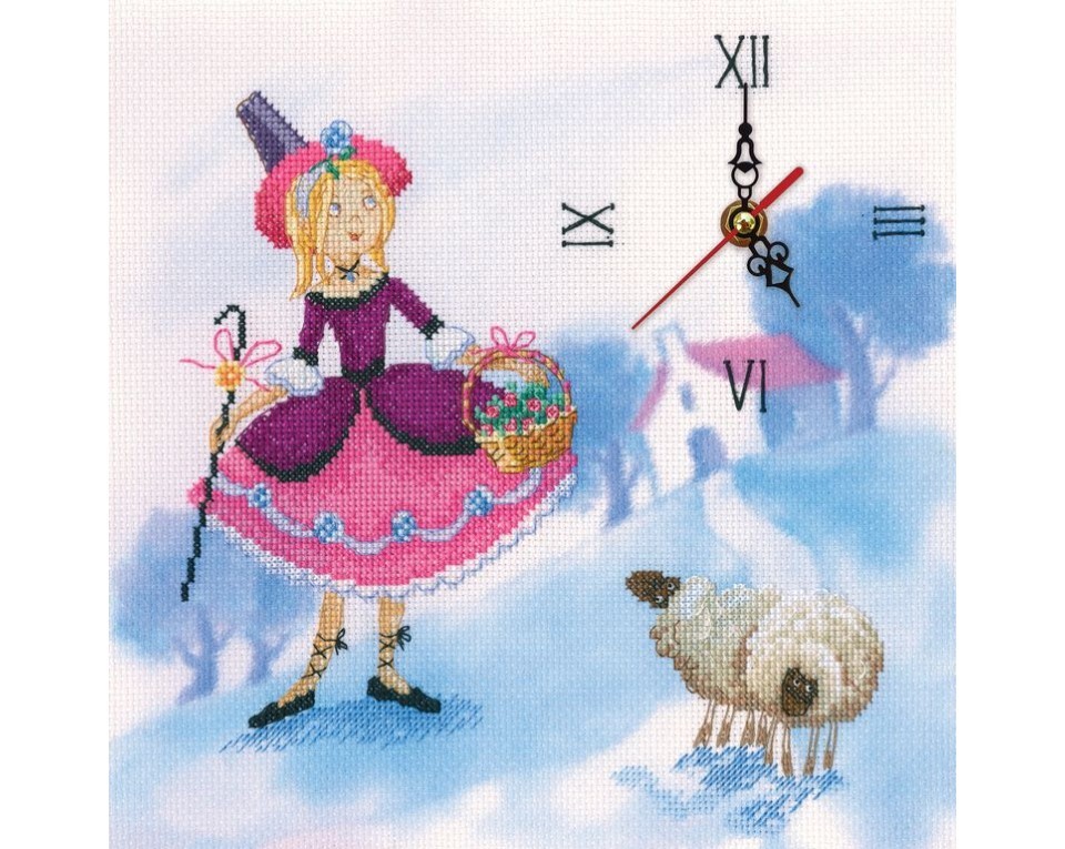 Cross-Stitch Kit – clock "Shepherd girl", Article: M40017
