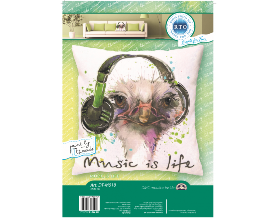 Cross-stitch kits with printed background "Music is life", Article: DT-M018