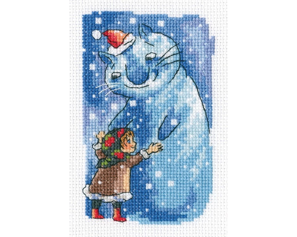 Cross-stitch kit "Girl and snow cat", Article: EH380