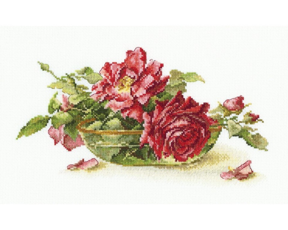 Cross-Stitch Kit "Roses in tea bowl", Article: M525