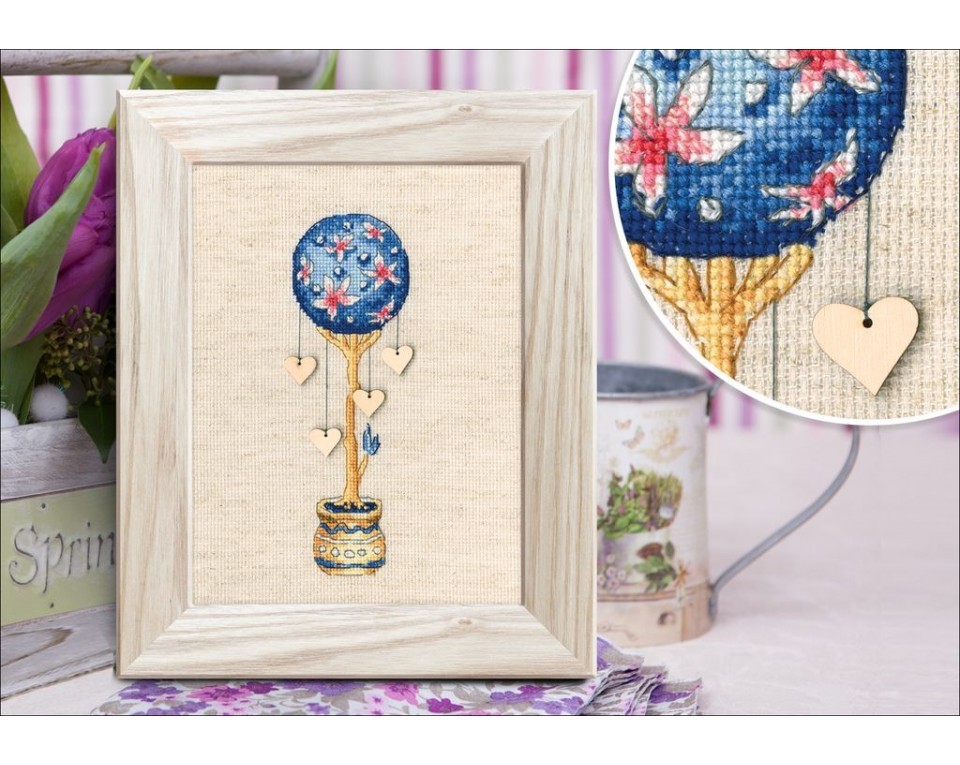 Cross-stitch kits with plywood form "Topiary - tree of happiness", Article: CBE9012