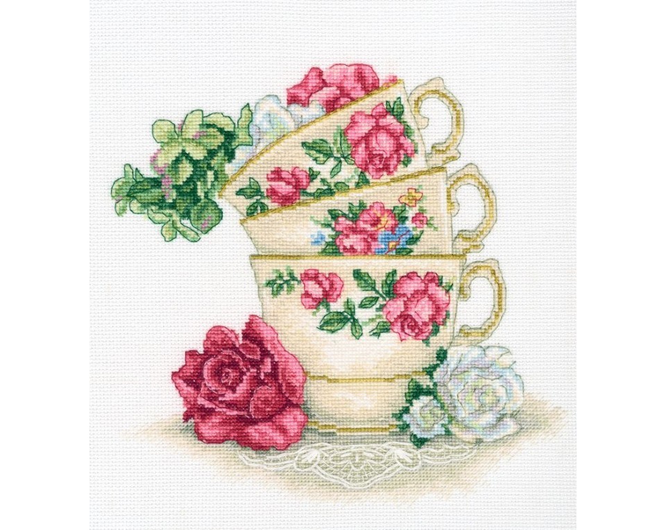 Cross-stitch kits "Cup of tea with rose leaves", Article: M622