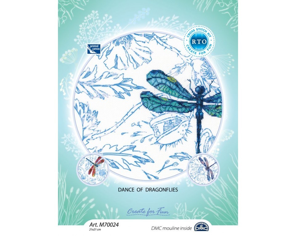 Cross-stitch kits with printed background "Dance of dragonflies", Article: M70024