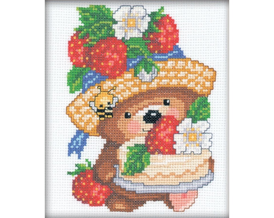 Cross-Stitch Kit "Little Bear with Strawberry", Article: C025