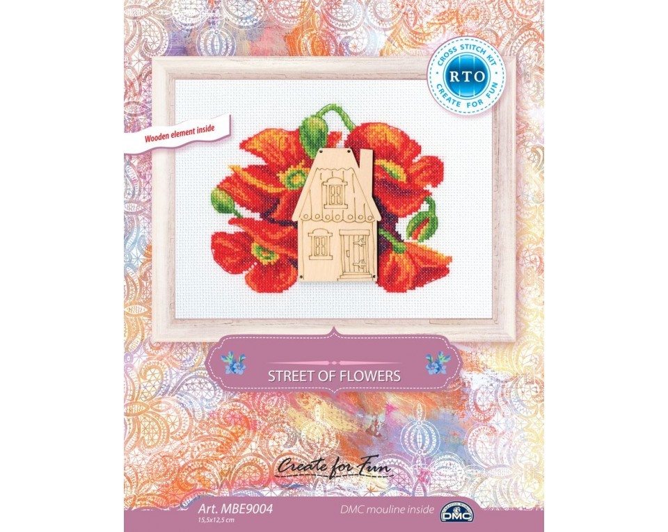 Cross-stitch kits with plywood form "Street of flowers", Article: MBE9004