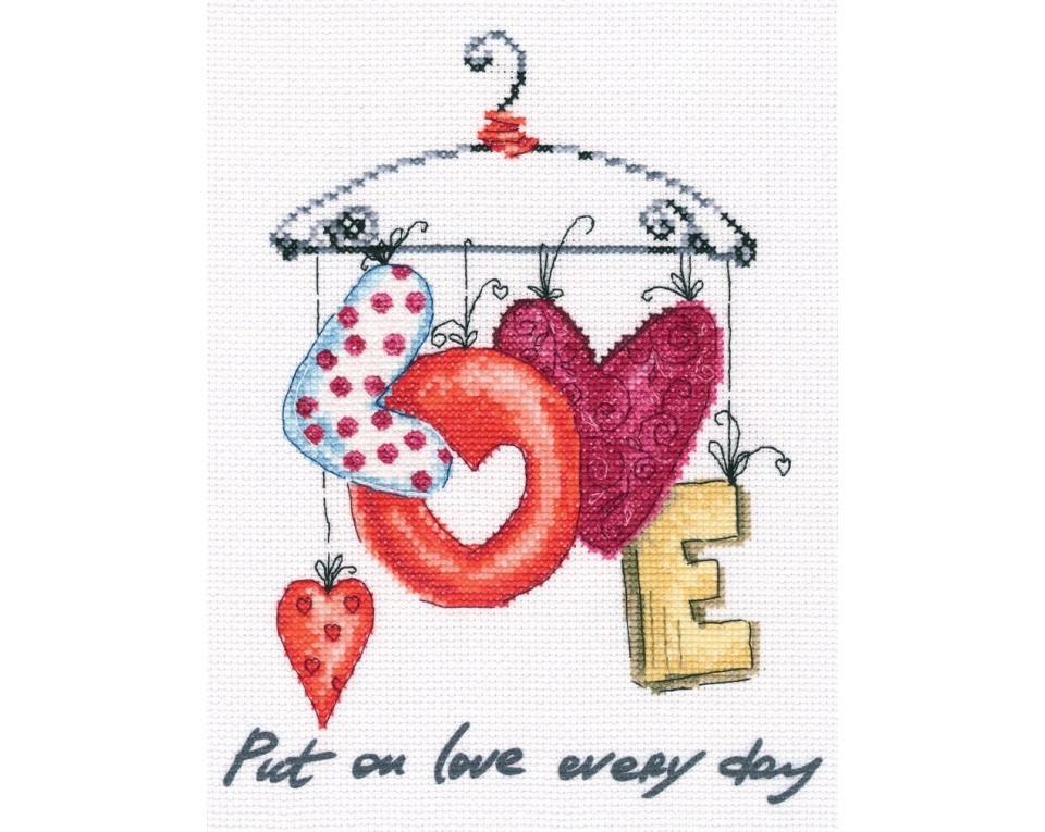 Cross-stitch kits with printed background "Put on love every day", Article: M70034