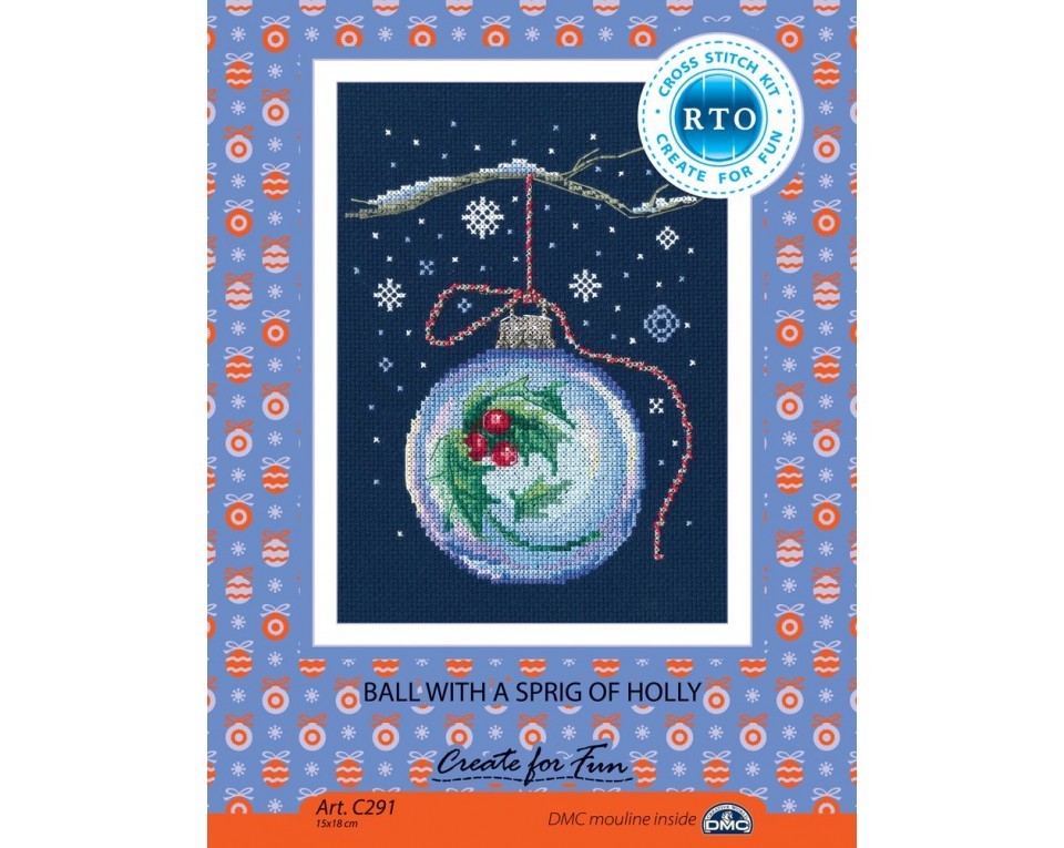 Cross-stitch kit "Ball with a sprig of holly", Article: C291