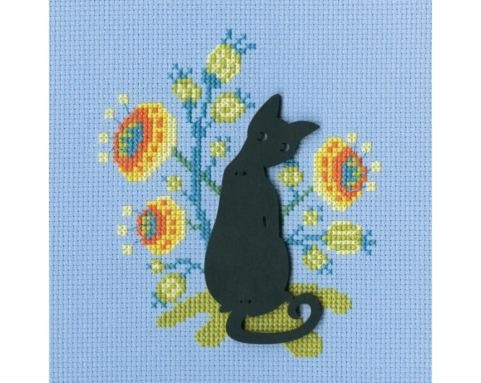 Cross-stitch kit with plywood form "Cat", Article: CBE9008