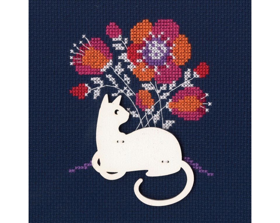 Cross-stitch kit with plywood form "Cat", Article: CBE9003