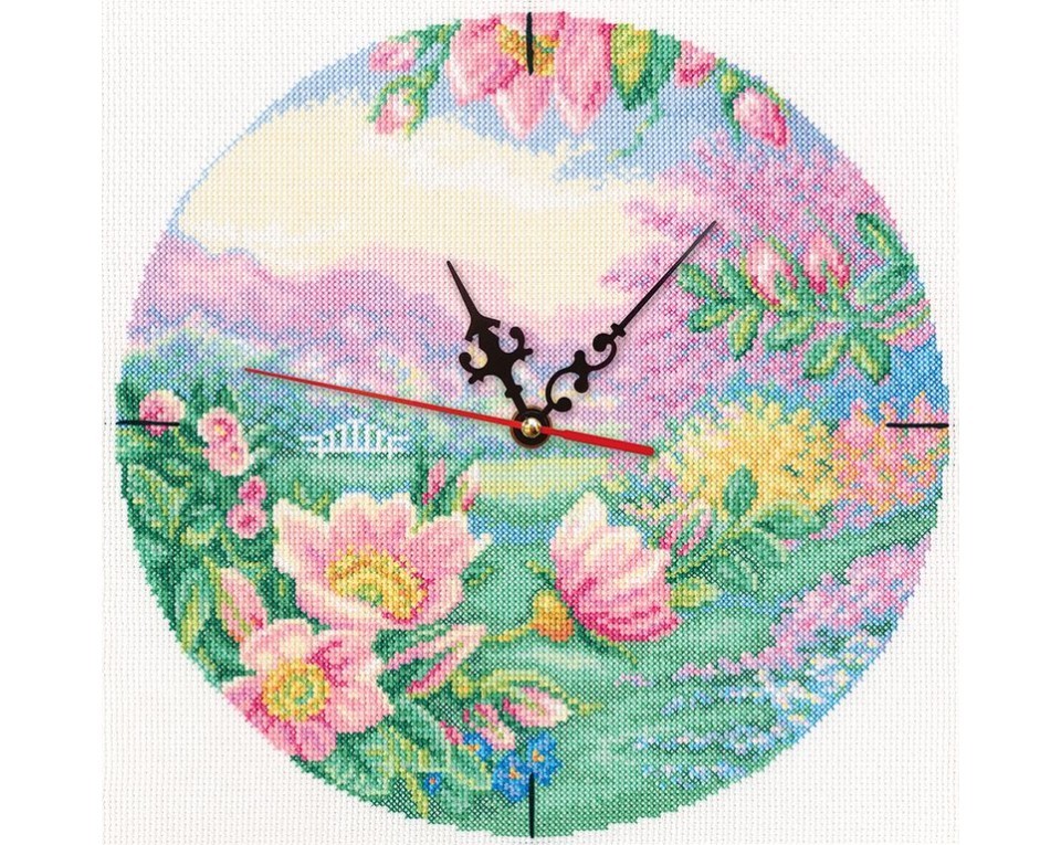 Cross-Stitch Kit – clock "Bloomy garden", Article: M40013