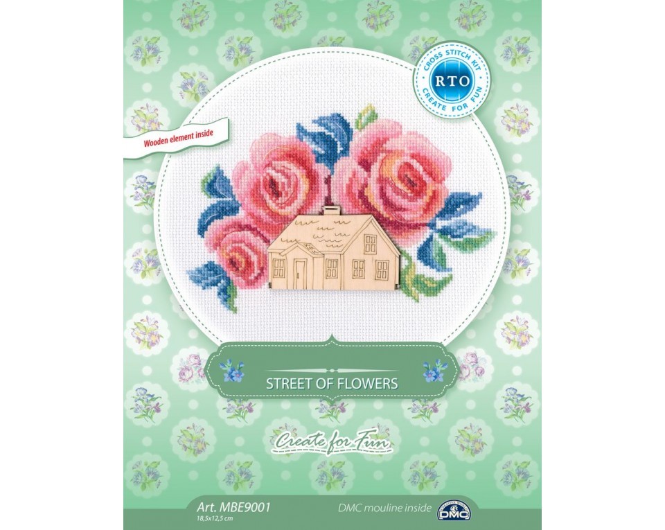 Cross-stitch kits with plywood form "Street of flowers", Article: MBE9001