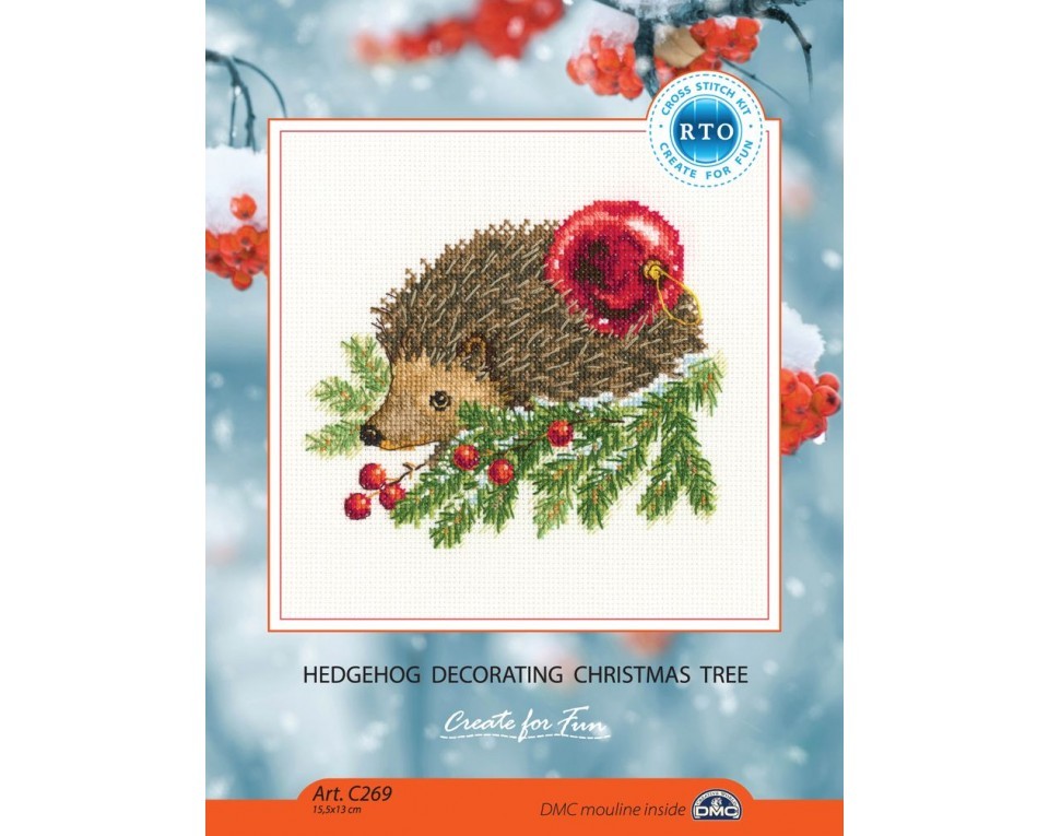 Cross-stitch kit "Hedgehog decorating Christmas tree", Article: C269