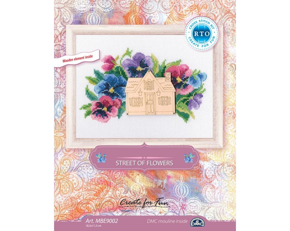 Cross-stitch kits with plywood form "Street of flowers", Article: MBE9002