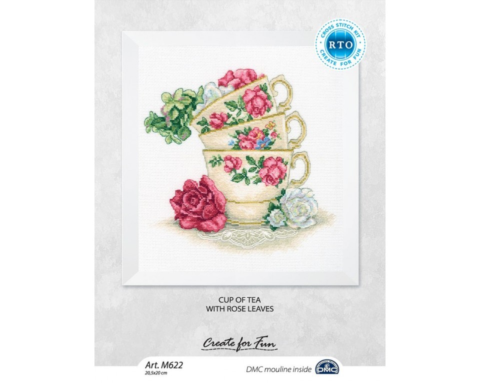 Cross-stitch kits "Cup of tea with rose leaves", Article: M622
