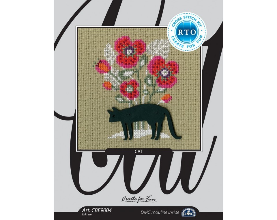 Cross-stitch kit with plywood form "Cat", Article: CBE9004