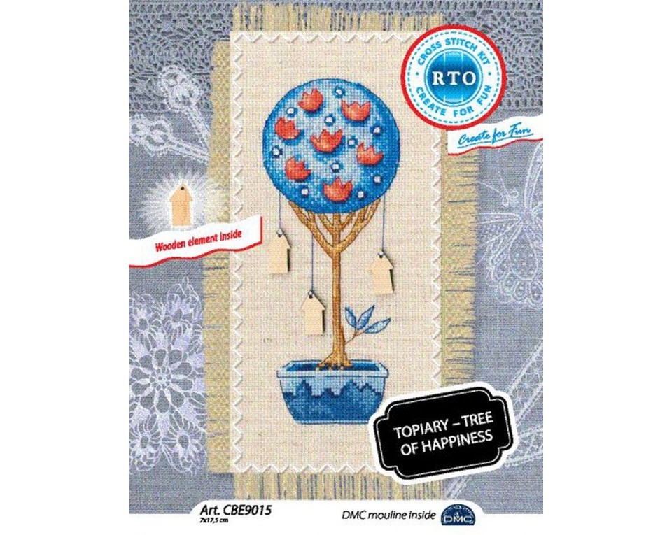 Cross-stitch kits with plywood form "Topiary - tree of happiness", Article: CBE9015