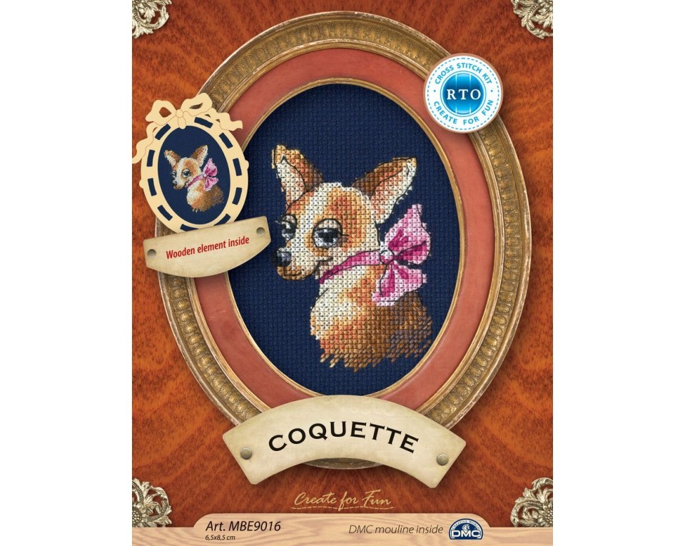 Cross-stitch kit with plywood form "Coquette", Article: MBE9016