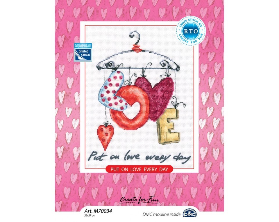Cross-stitch kits with printed background "Put on love every day", Article: M70034