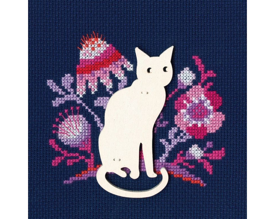 Cross-stitch kit with plywood form "Cat", Article: CBE9005