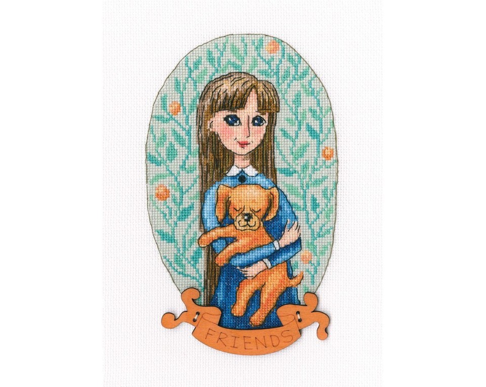Cross-stitch kit with plywood form "My little friend", Article: MBE9013