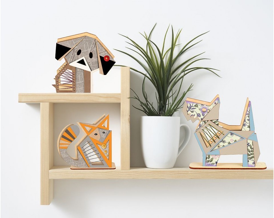 Plywood form "Buratini" in Origami style - support, Article: DZ80019