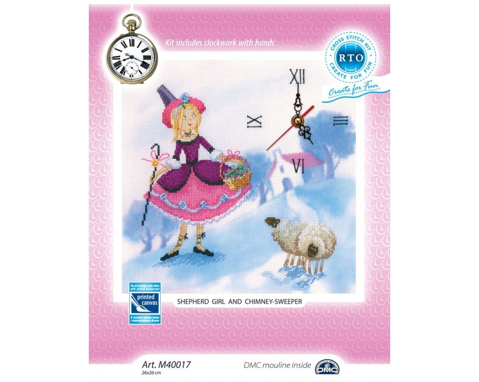 Cross-Stitch Kit – clock "Shepherd girl", Article: M40017