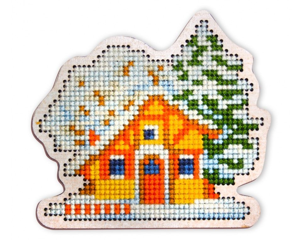 Cross-stitch kit with perforated wooden form, Article: EHW027