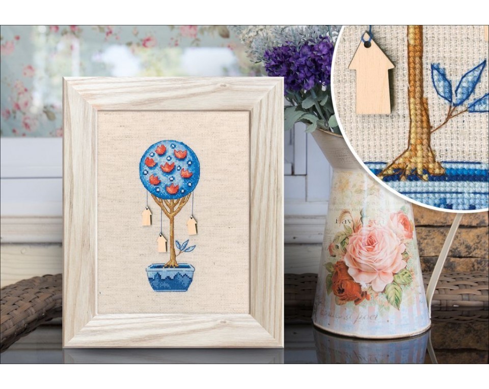 Cross-stitch kits with plywood form "Topiary - tree of happiness", Article: CBE9015