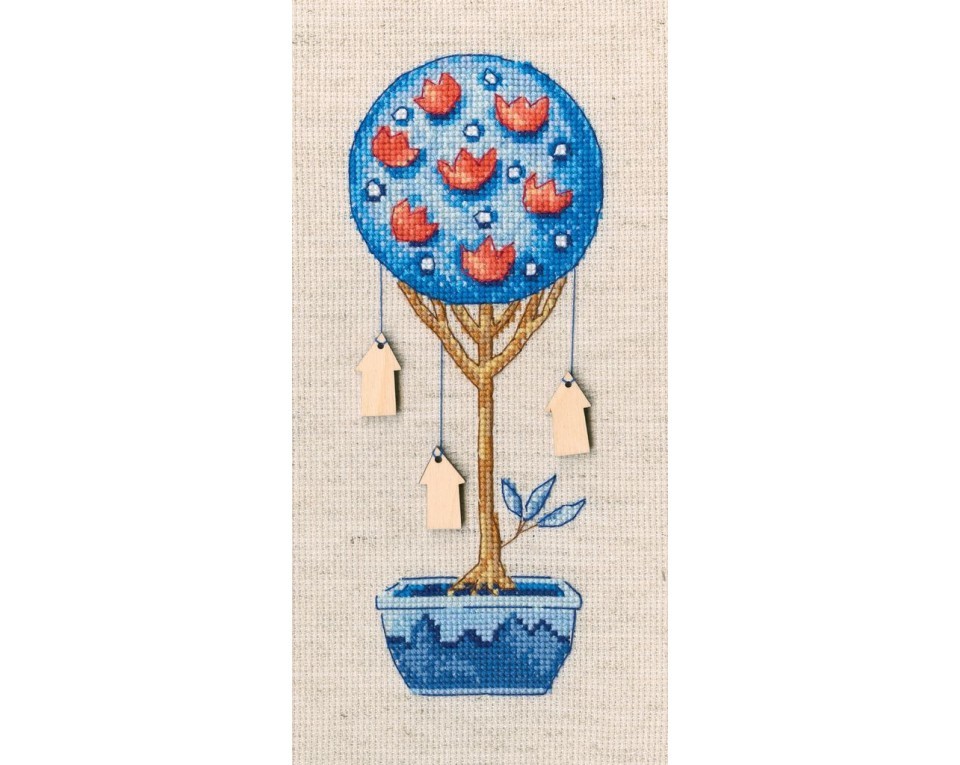 Cross-stitch kits with plywood form "Topiary - tree of happiness", Article: CBE9015