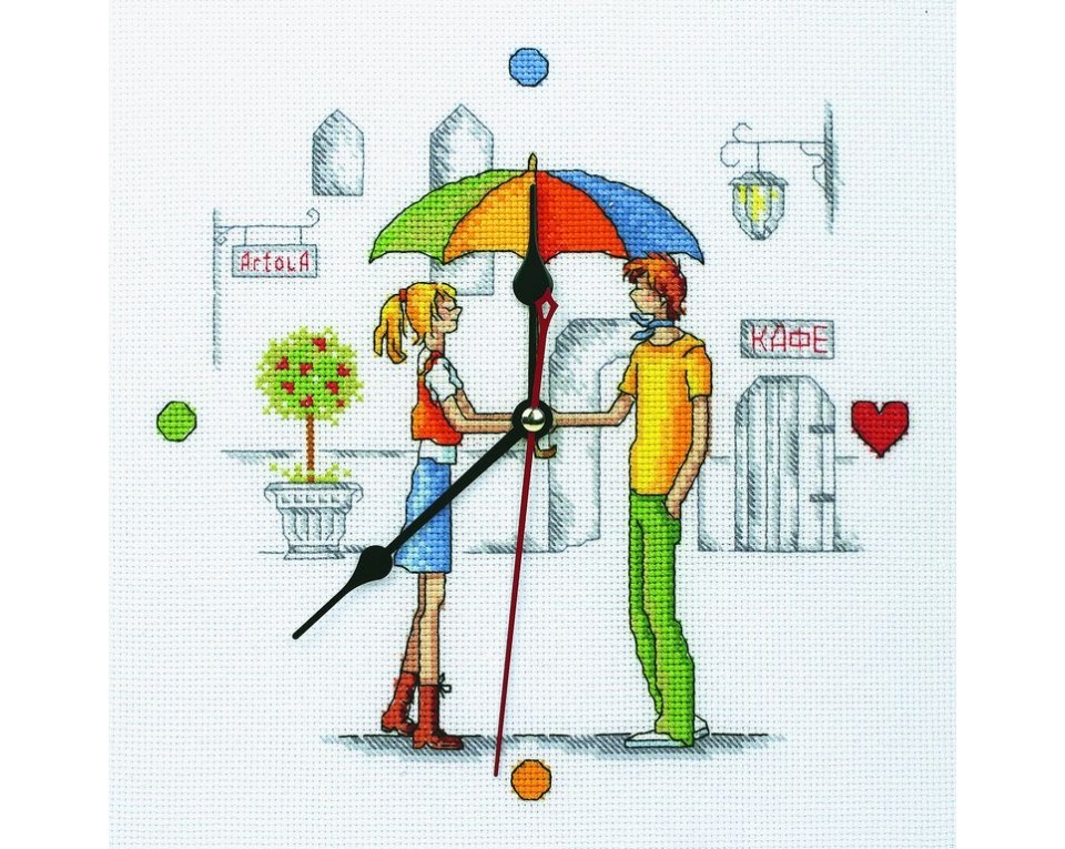Cross-stitch kit` clock "Joining hands", Article: M40002