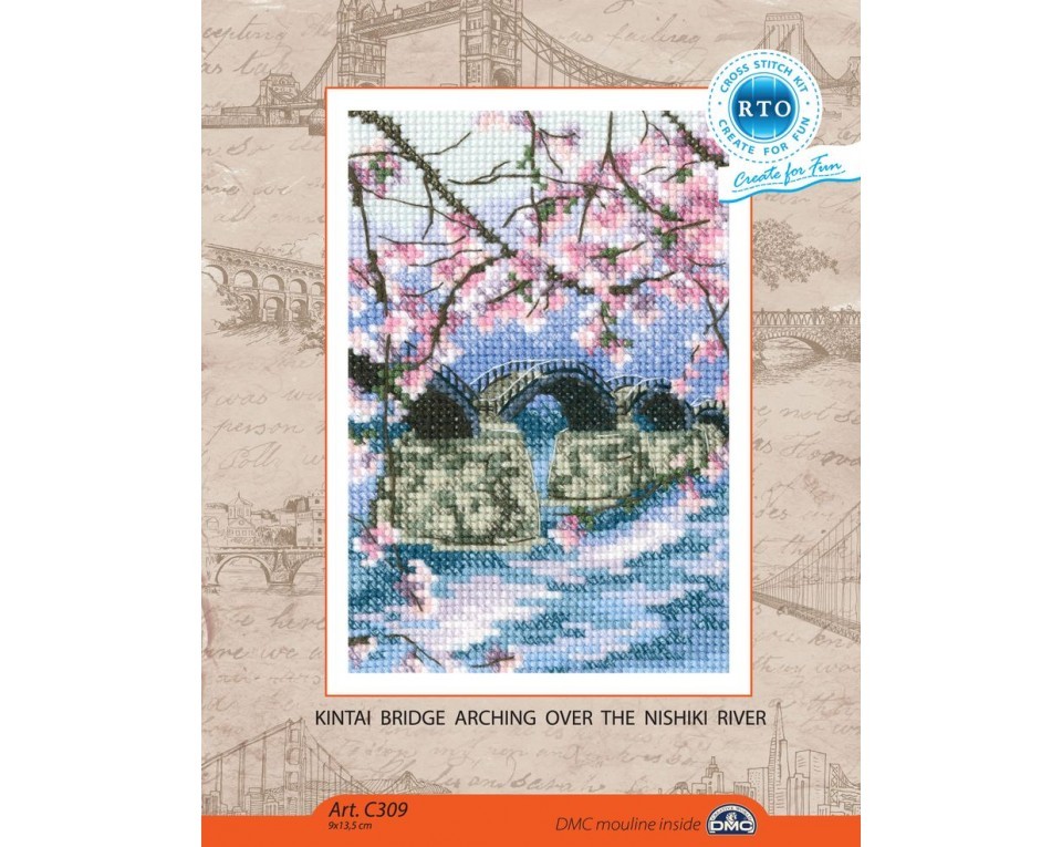 Cross-stitch kit "Kintai bridge arching over the Nishiki river", Article: C309